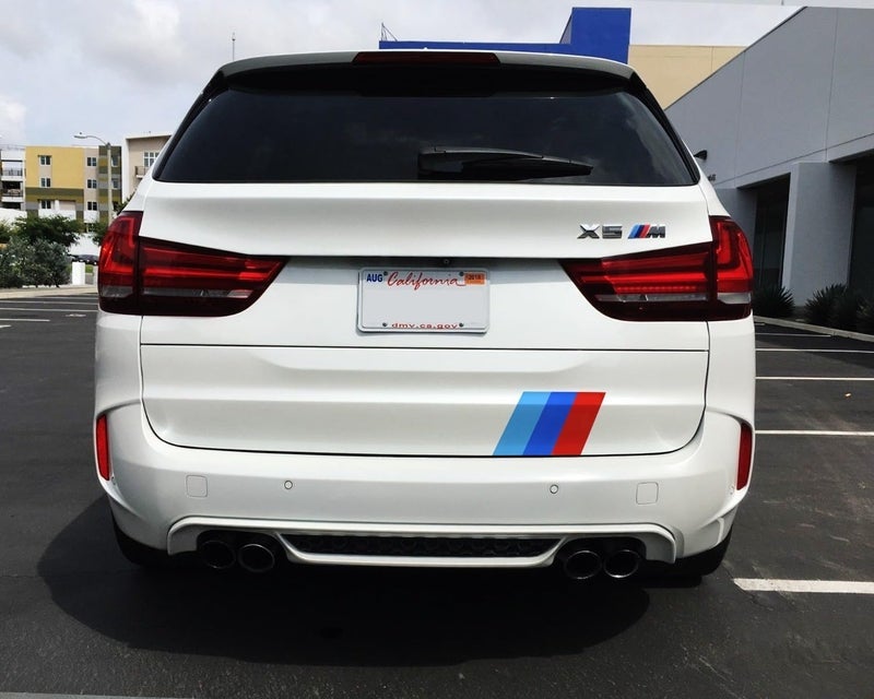 iJDMTOY 7x7-Inch Iconic 3-Color Stripe Decal Stickers Compatible with BMW Side Skirt, Bumper, Hood Cosmetic Decoration, Made w/Reflective Paper